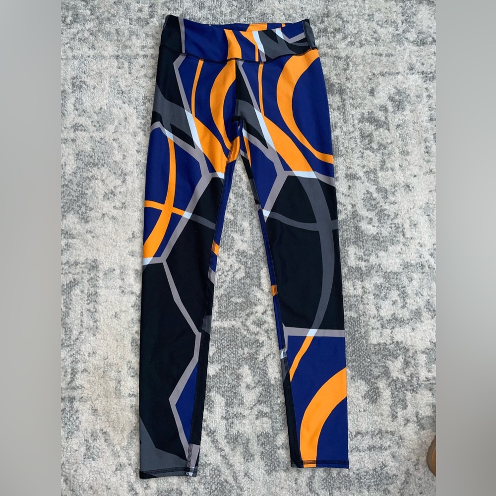 Fabletics multicolored full length mid-rise leggings, size small